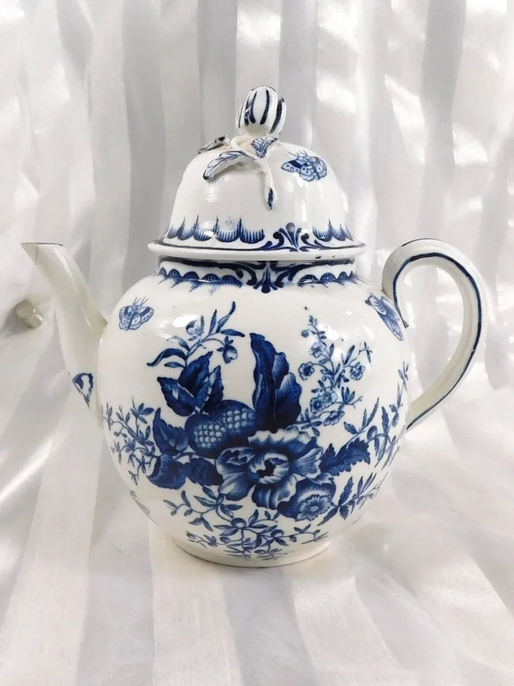White and Blue Teapot in Blue Sprays  # 27091